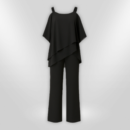 Kvinne Ensemble Asymmetrisk Topplag Bred Bukse Mykt Stoff 2