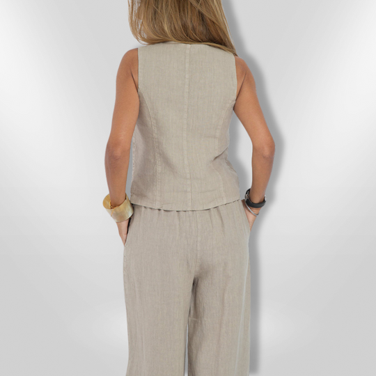 Kvinne Ensemble Uten Ermer Elegant Lett Stoff 1
