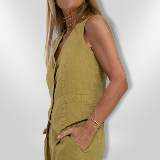Kvinne Ensemble Uten Ermer Elegant Lett Stoff 2