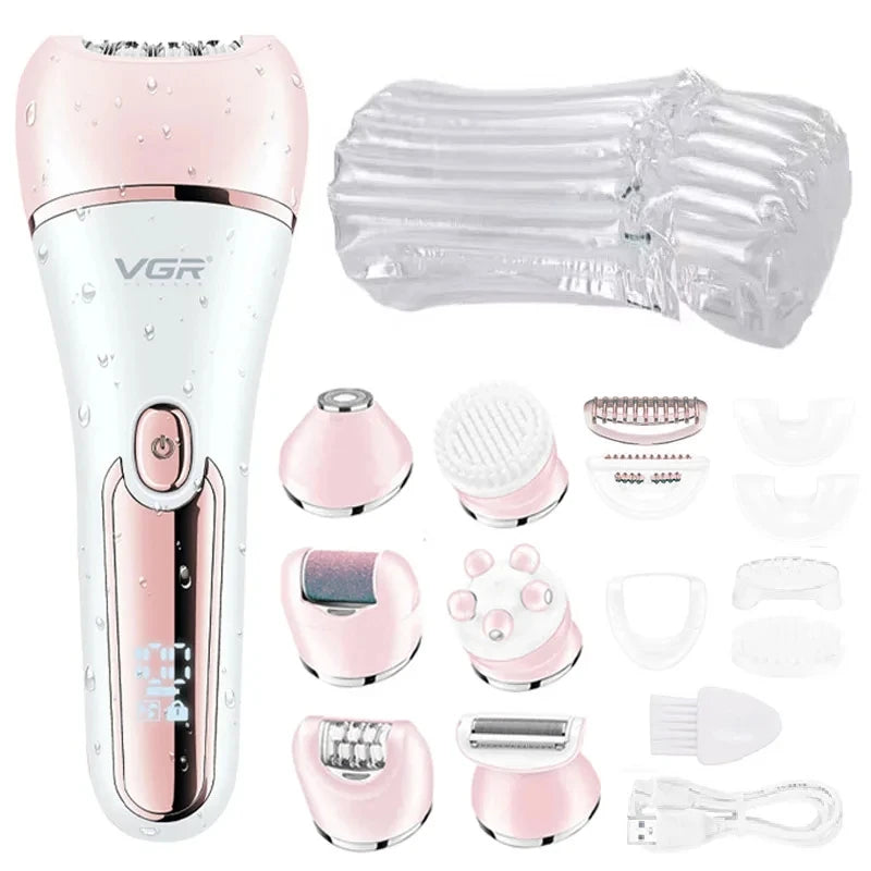 Kvinne Epilator 6-i-1 Vanntett Design med To Hastighetsinnstillinger 6
