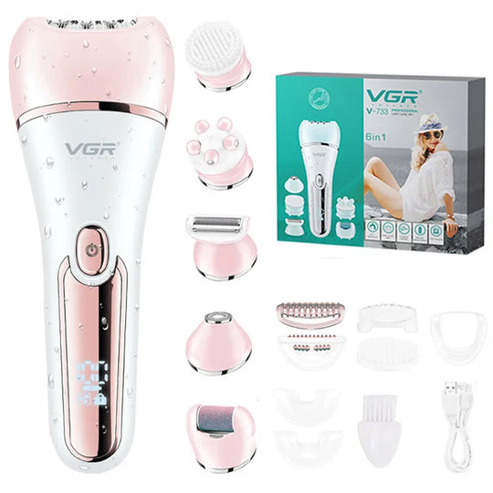 Kvinne Epilator 6-i-1 Vanntett Design med To Hastighetsinnstillinger 8