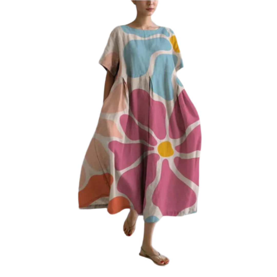 Kvinne Floral Maxi Kjole Komfortabel Bomull 0