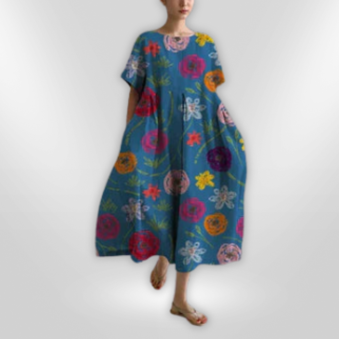 Kvinne Floral Maxi Kjole Komfortabel Bomull 10