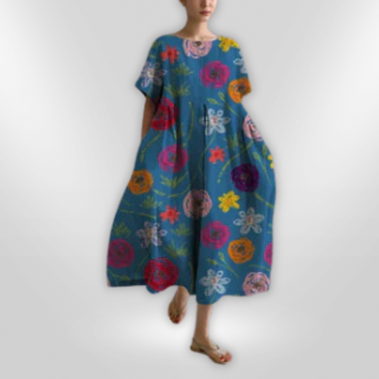Kvinne Floral Maxi Kjole Komfortabel Bomull 10