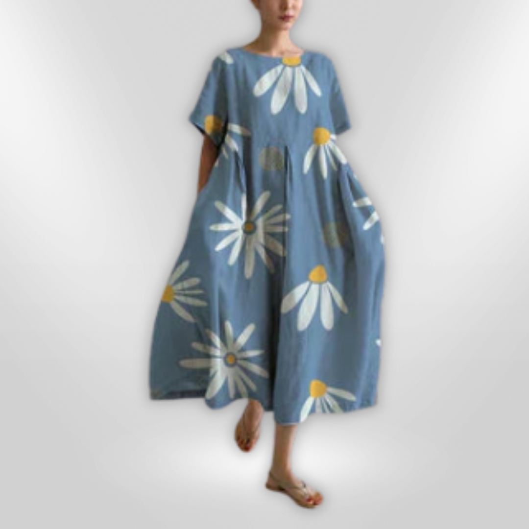Kvinne Floral Maxi Kjole Komfortabel Bomull 11