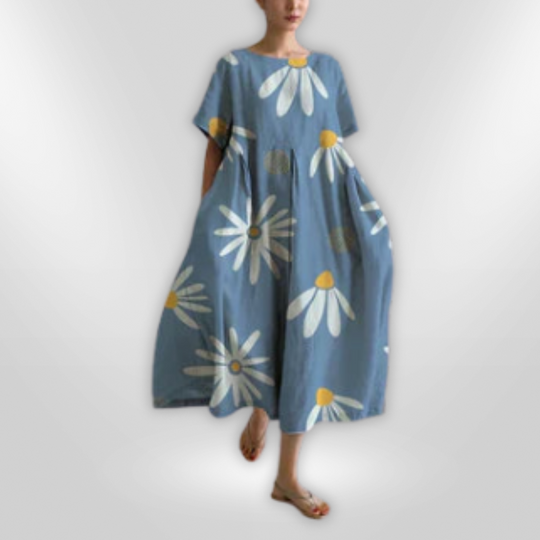 Kvinne Floral Maxi Kjole Komfortabel Bomull 11