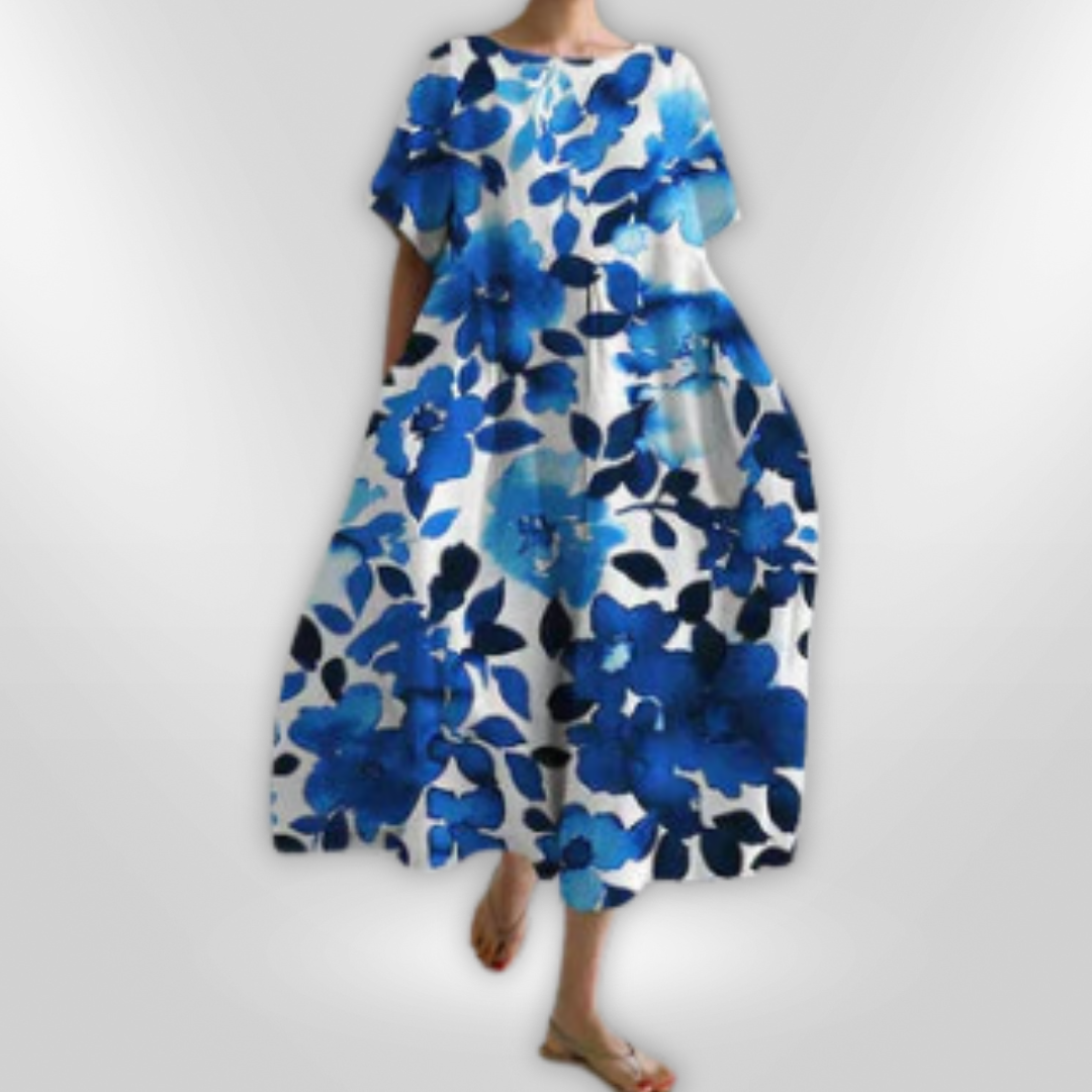 Kvinne Floral Maxi Kjole Komfortabel Bomull 12