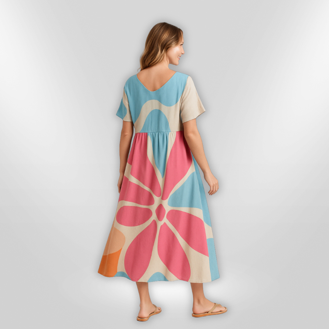 Kvinne Floral Maxi Kjole Komfortabel Bomull 2