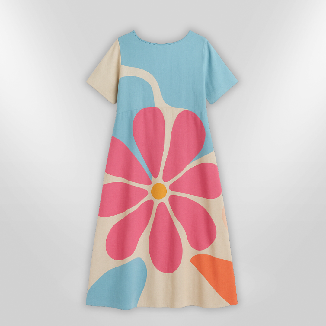Kvinne Floral Maxi Kjole Komfortabel Bomull 3