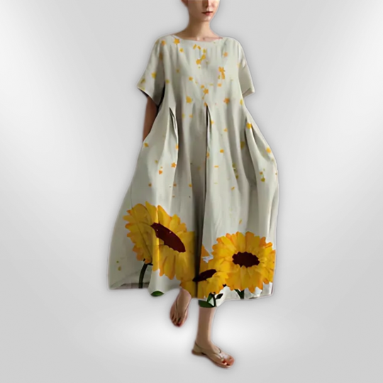 Kvinne Floral Maxi Kjole Komfortabel Bomull 5