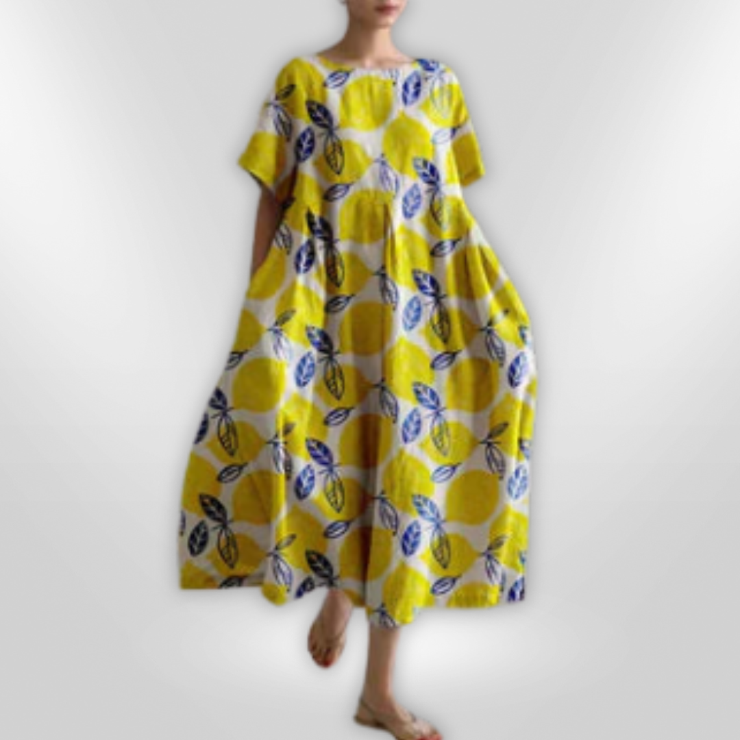Kvinne Floral Maxi Kjole Komfortabel Bomull 7