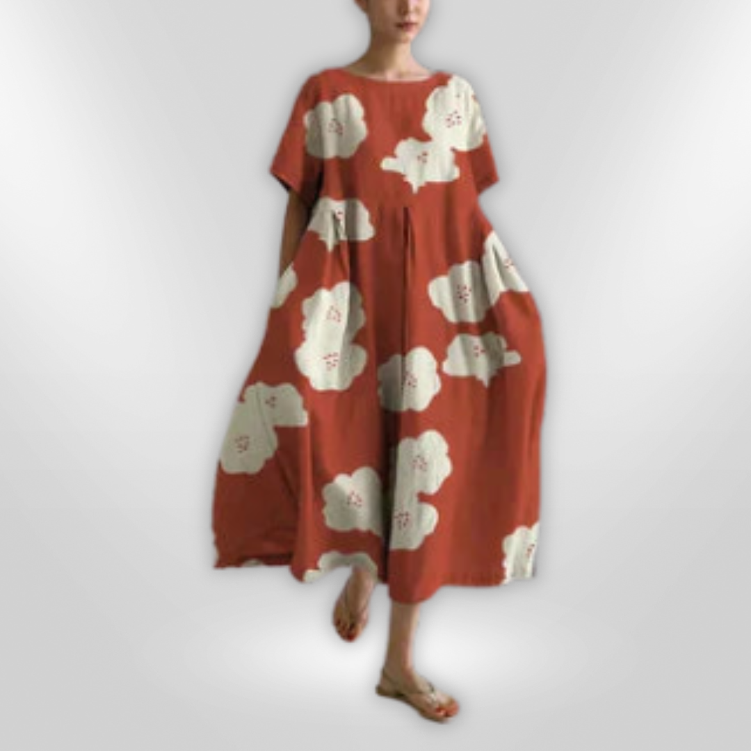 Kvinne Floral Maxi Kjole Komfortabel Bomull 8