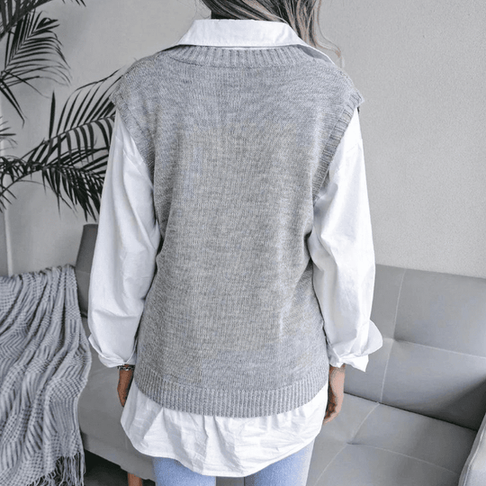 Kvinne Gilet V-hals Diamantmønster Acrylnett 2