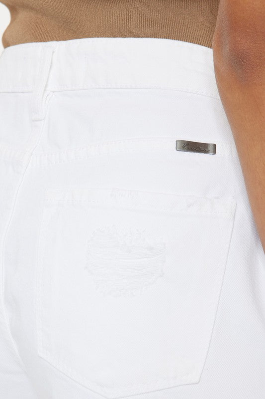 Kvinne Høyt Liv Shorts Frayed Hem 100% Bomull 3