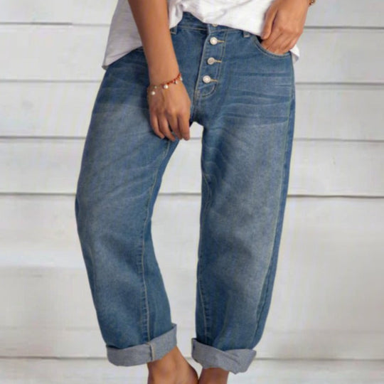 Kvinne Jeans med Vid Passform Høy Midje Denim 1