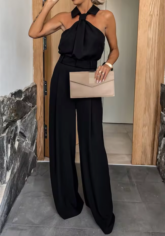 Kvinne Jumpsuit Høyhalset Bred Ben Myk Pustende Stoff 4