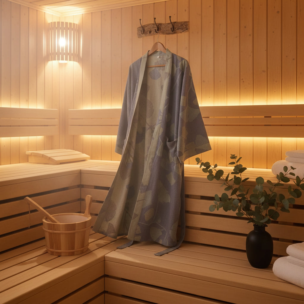 Kvinne Kimono Badekåpe med Naturinspirert Design 3