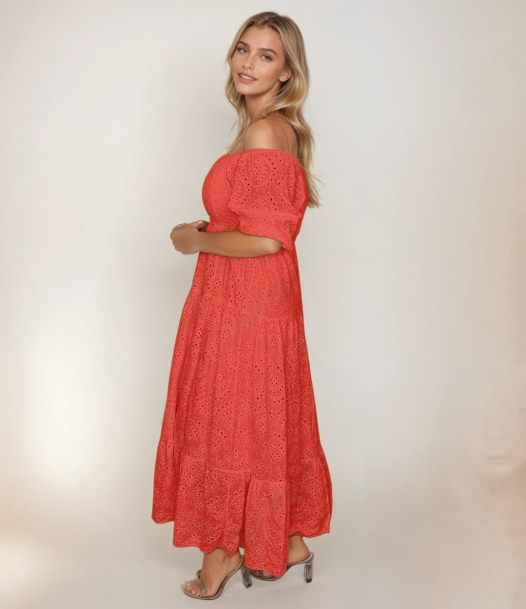 Kvinne Lang Blondekjole Elegant Design Myk Blonde 4