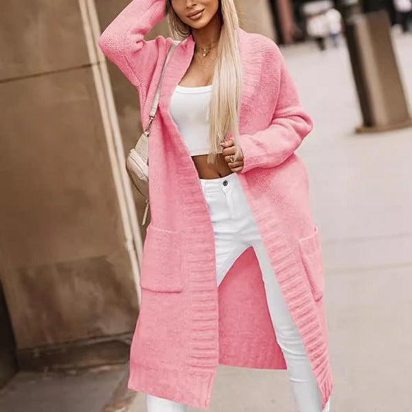 Kvinne Lang Cardigan i Myk Strikk – Oversized Passform 1