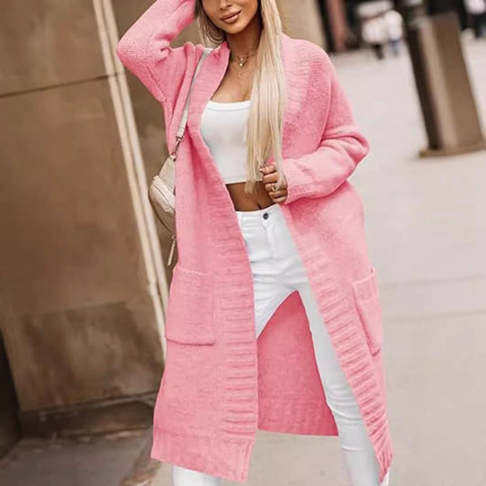 Kvinne Lang Cardigan i Myk Strikk – Oversized Passform 1