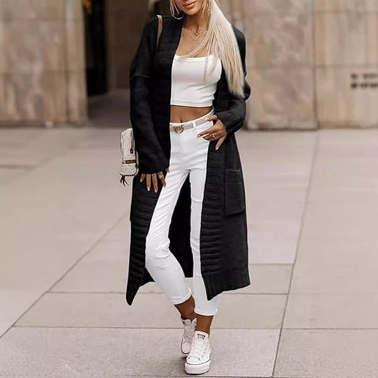 Kvinne Lang Cardigan i Myk Strikk – Oversized Passform 2