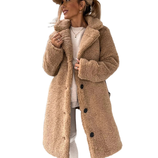 Kvinne Lang Teddy Frakk – Oversized Passform – Faux Shearling 0