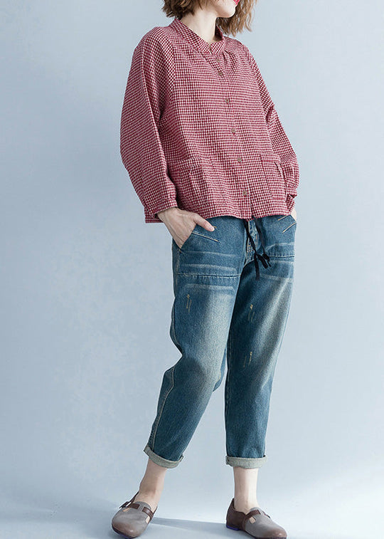 Kvinne Langermet Bluse Rutet Mønster 2