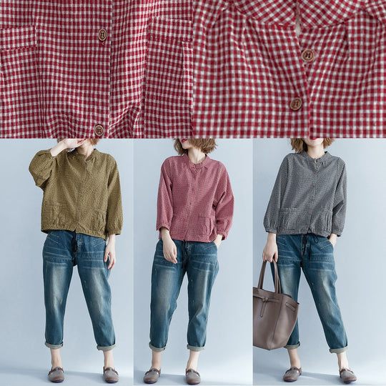 Kvinne Langermet Bluse Rutet Mønster 4