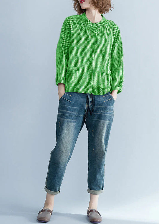 Kvinne Langermet Bluse Rutet Mønster 7