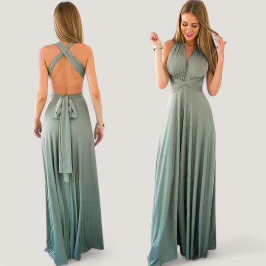 Kvinne Maxi Kjole Plissert Polyester Med Elastisk Bånd 1