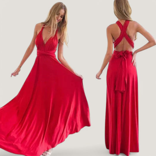 Kvinne Maxi Kjole Plissert Polyester Med Elastisk Bånd 2