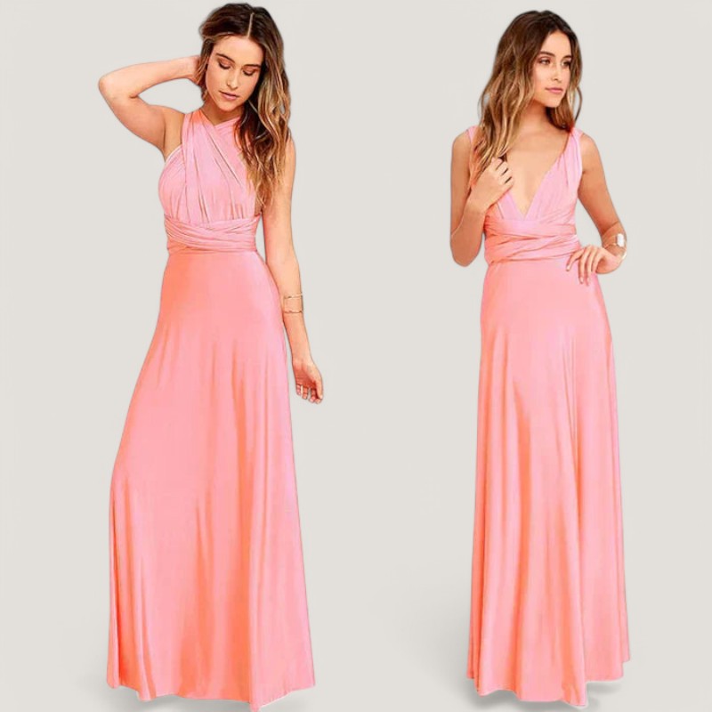 Kvinne Maxi Kjole Plissert Polyester Med Elastisk Bånd 7