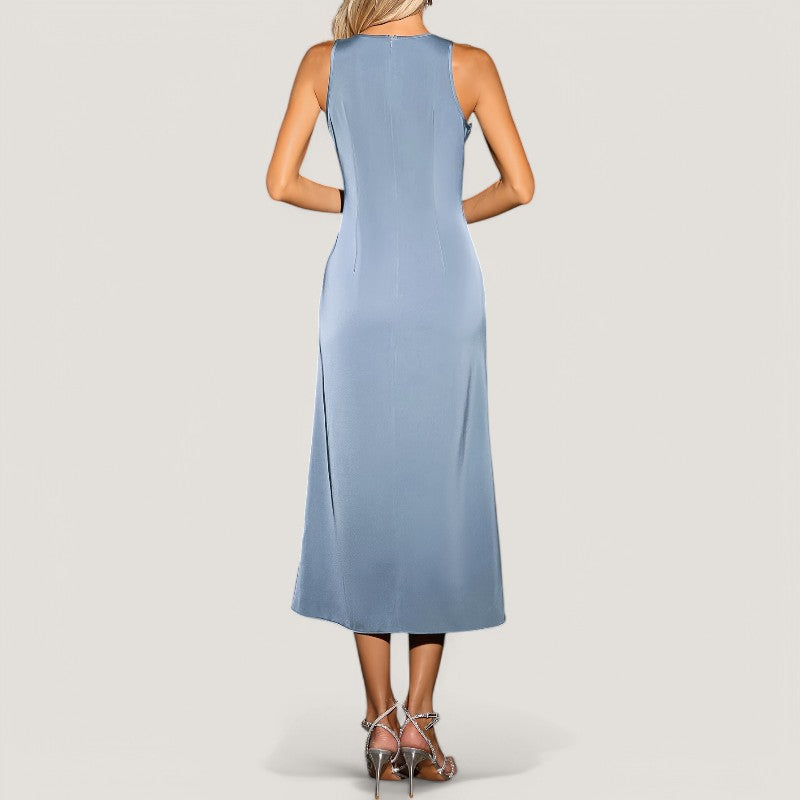 Kvinne Maxi Kjole Uten Ermer Satin Allsidig Design 2