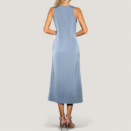 Kvinne Maxi Kjole Uten Ermer Satin Allsidig Design 2