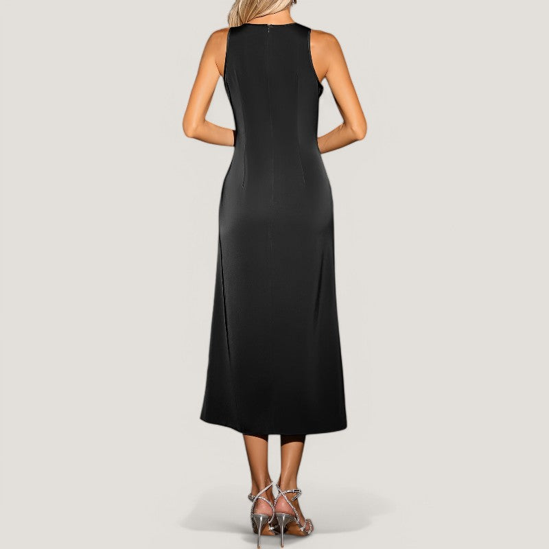 Kvinne Maxi Kjole Uten Ermer Satin Allsidig Design 9