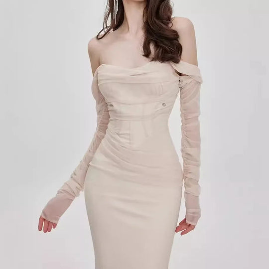 Kvinne Mermaid Kjole Off-Shoulder Mesh Detaljer 4