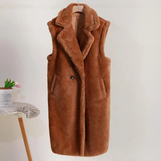 Kvinne Mid-Length Teddy Frakk Oversized Passform 1