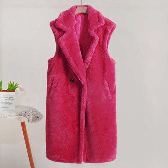 Kvinne Mid-Length Teddy Frakk Oversized Passform 2