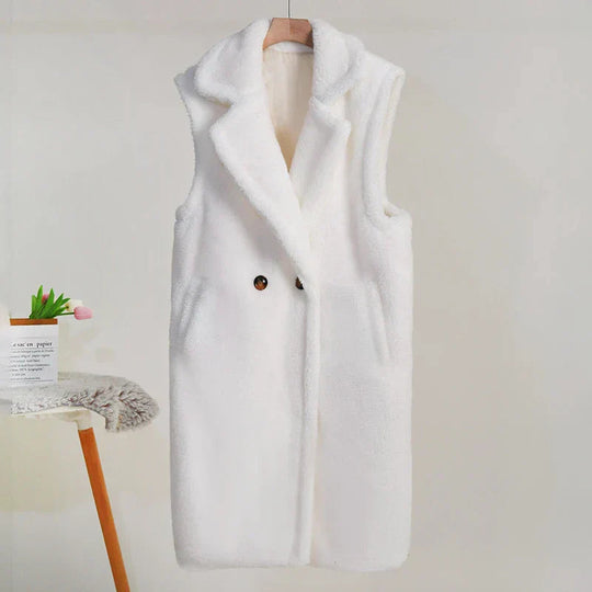 Kvinne Mid-Length Teddy Frakk Oversized Passform 3