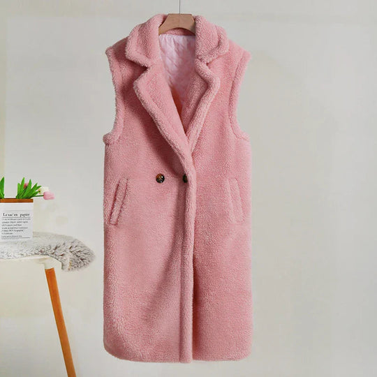 Kvinne Mid-Length Teddy Frakk Oversized Passform 4