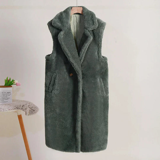 Kvinne Mid-Length Teddy Frakk Oversized Passform 5