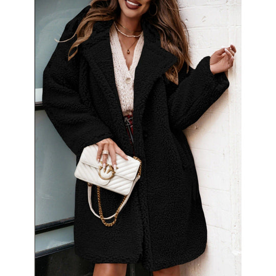 Kvinne Mid Lengde Plush Kåpe Oversized Passform 2