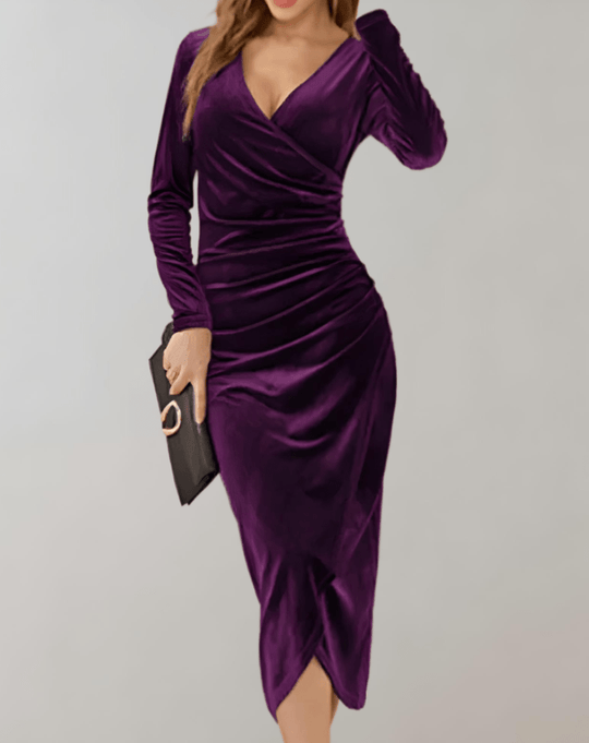 Kvinne Midi Kjole Bodycon Luksuriøs Velour 2