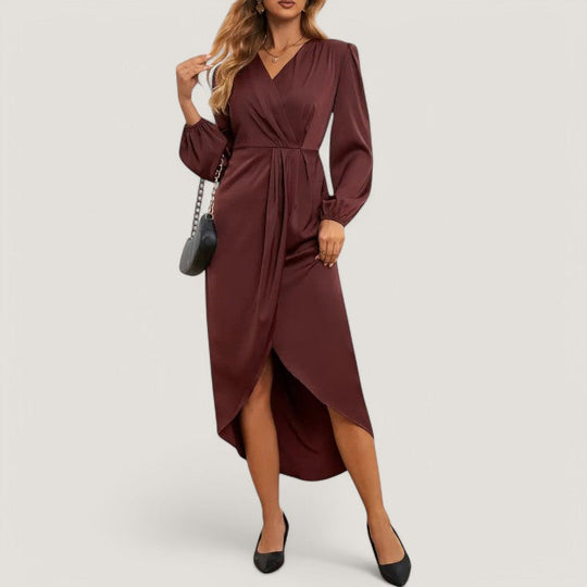 Kvinne Midi Kjole V-hals A-silhuett Spandex Polyester 1
