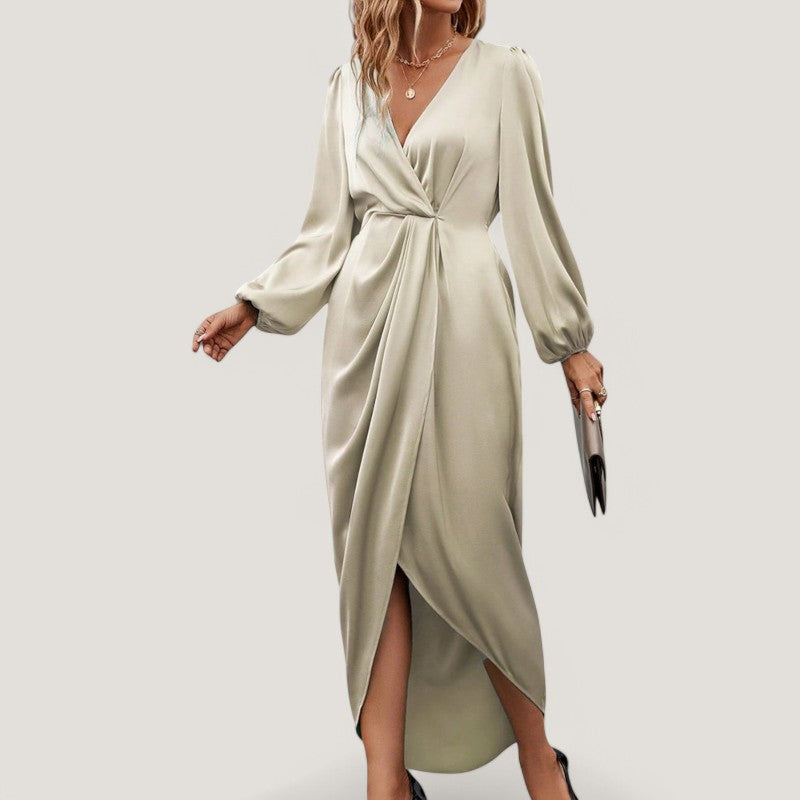 Kvinne Midi Kjole V-hals A-silhuett Spandex Polyester 8