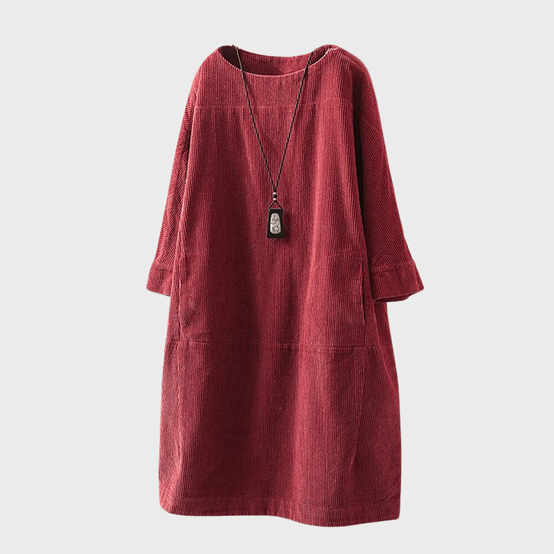 Kvinne Midi Kjole Vintage Velour Polyester 4
