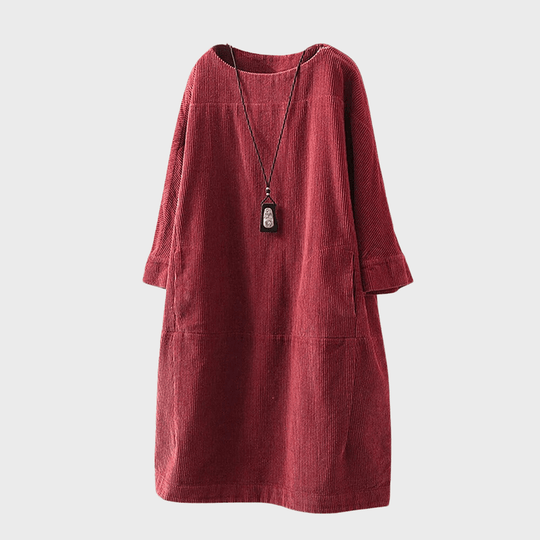 Kvinne Midi Kjole Vintage Velour Polyester 4