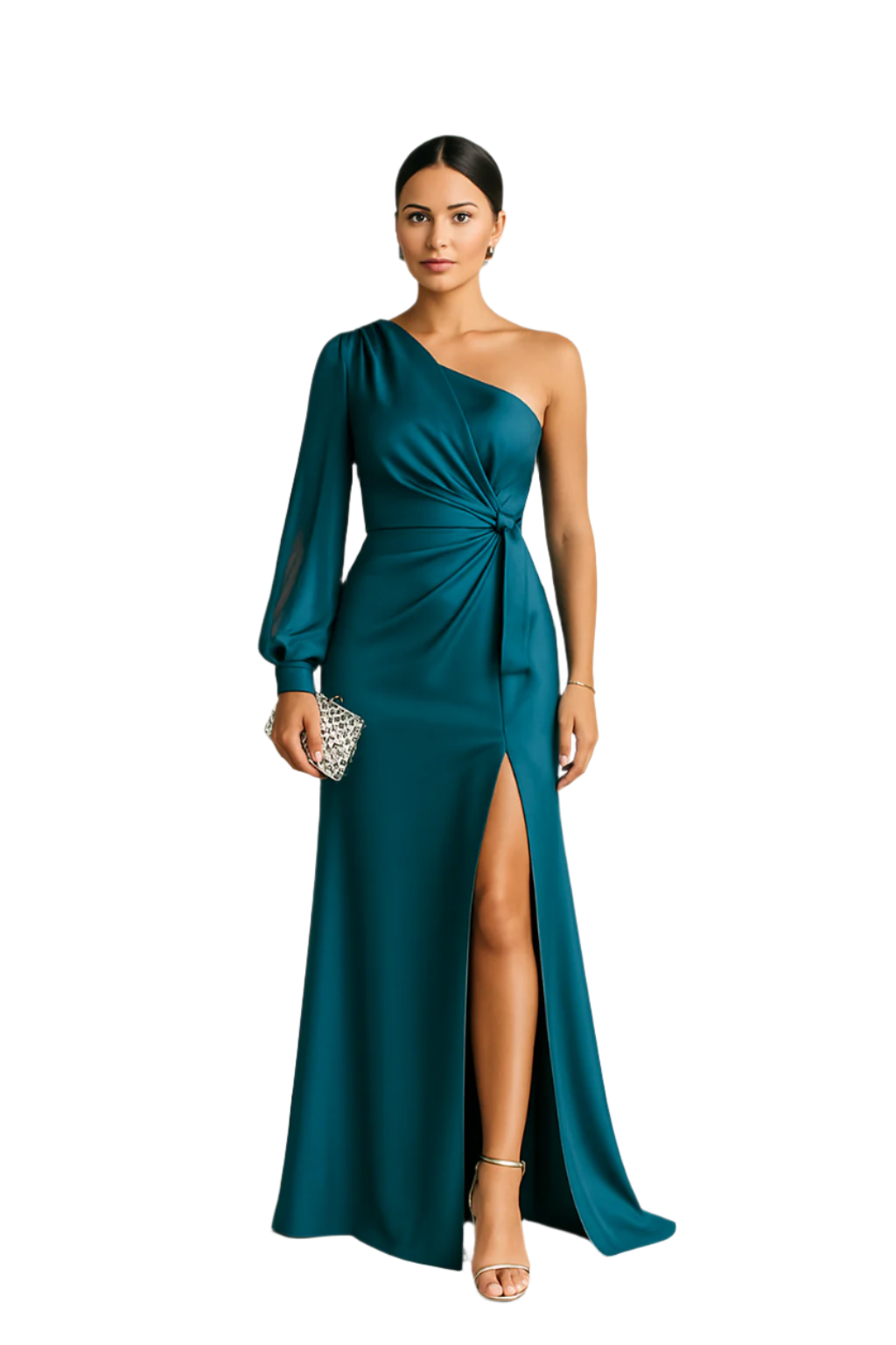Kvinne One-Shoulder Kjole Drapert Design 0