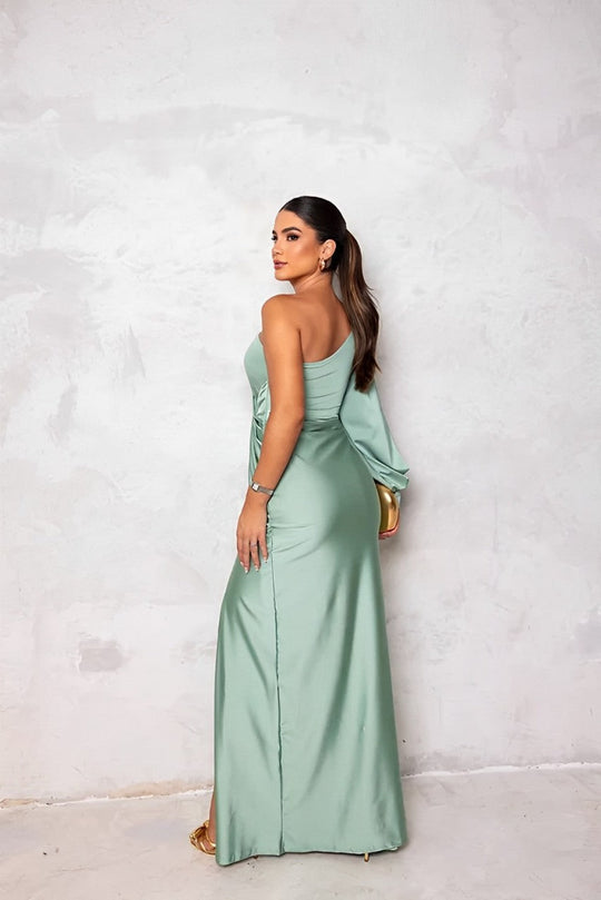 Kvinne One-Shoulder Kjole Drapert Design 7