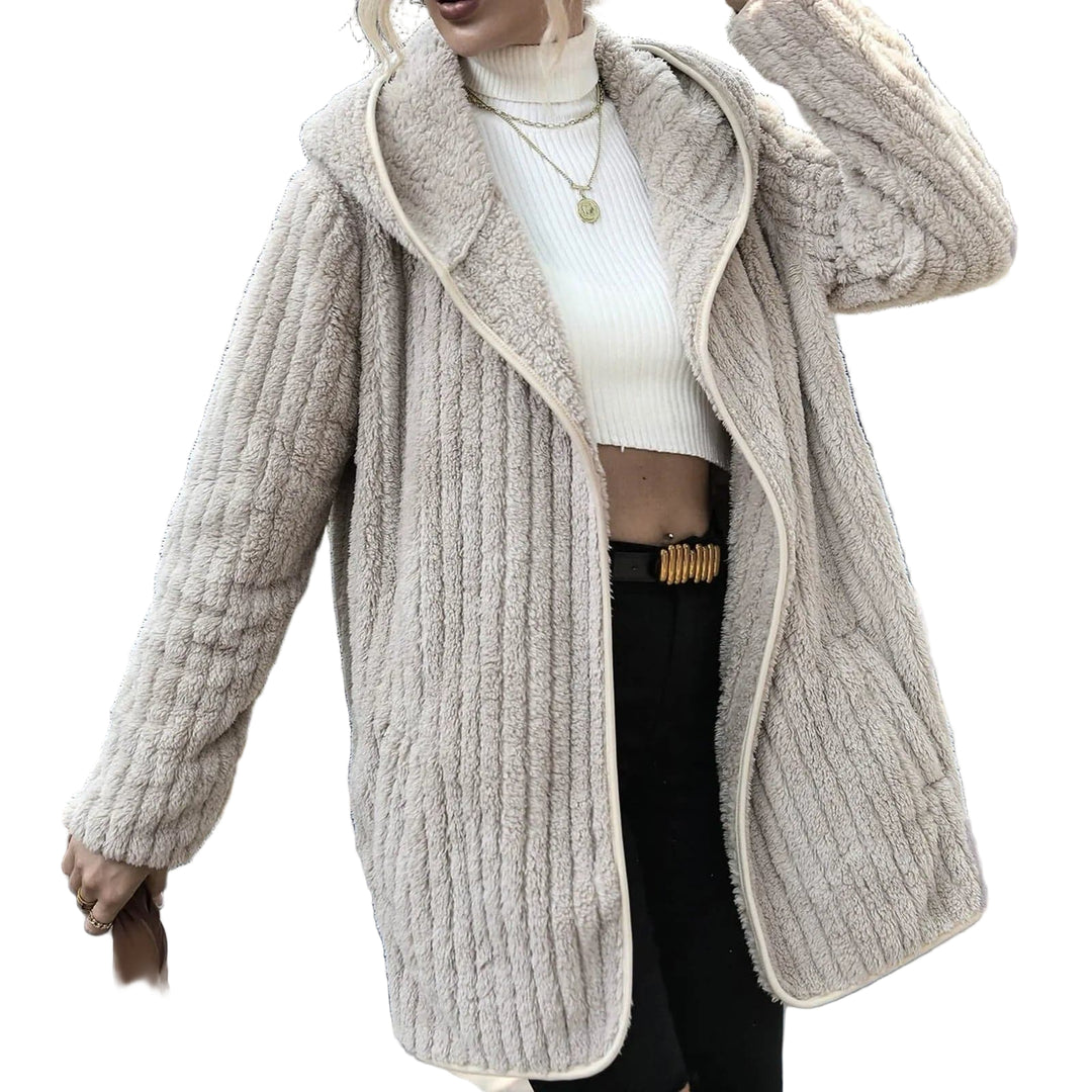 Kvinne Oversized Cardigan Fleece Med Hetta 0